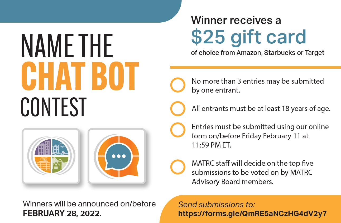 Help Us Name the MATRC Chat Bot - Submit A Contest Entry for a Chance to Win!